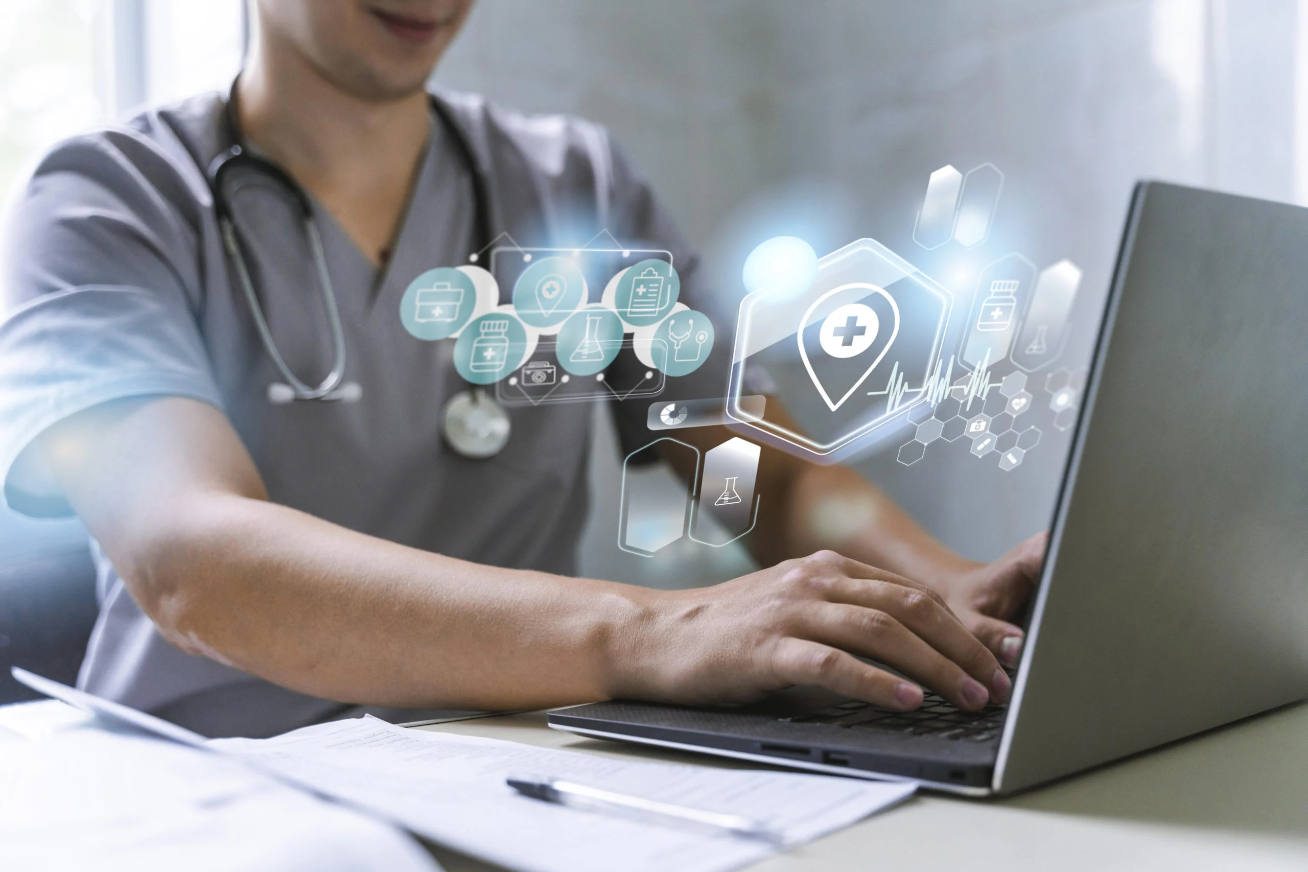 Médico buscando informações sobre visibilidade médica.